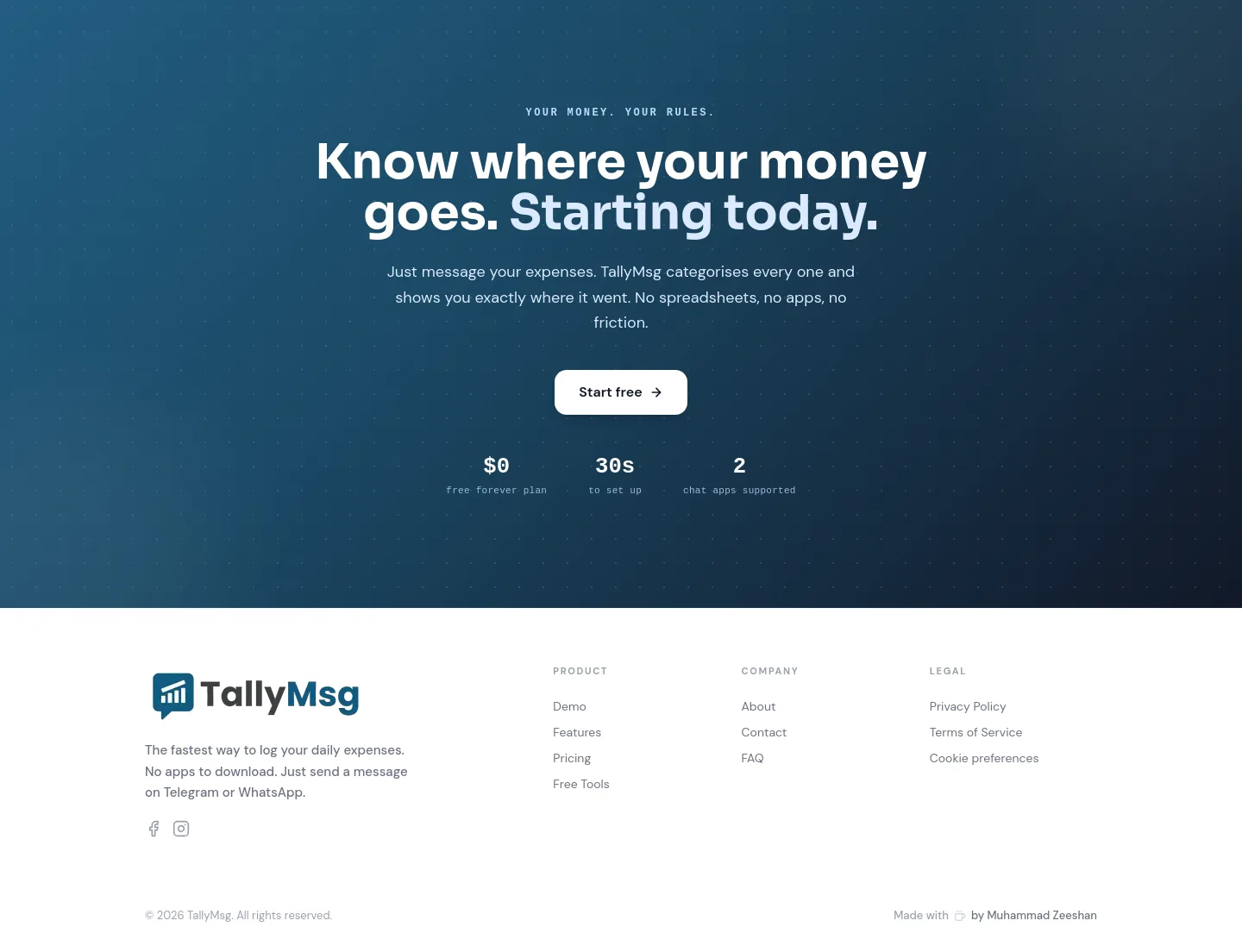 tallymsg.app — Features