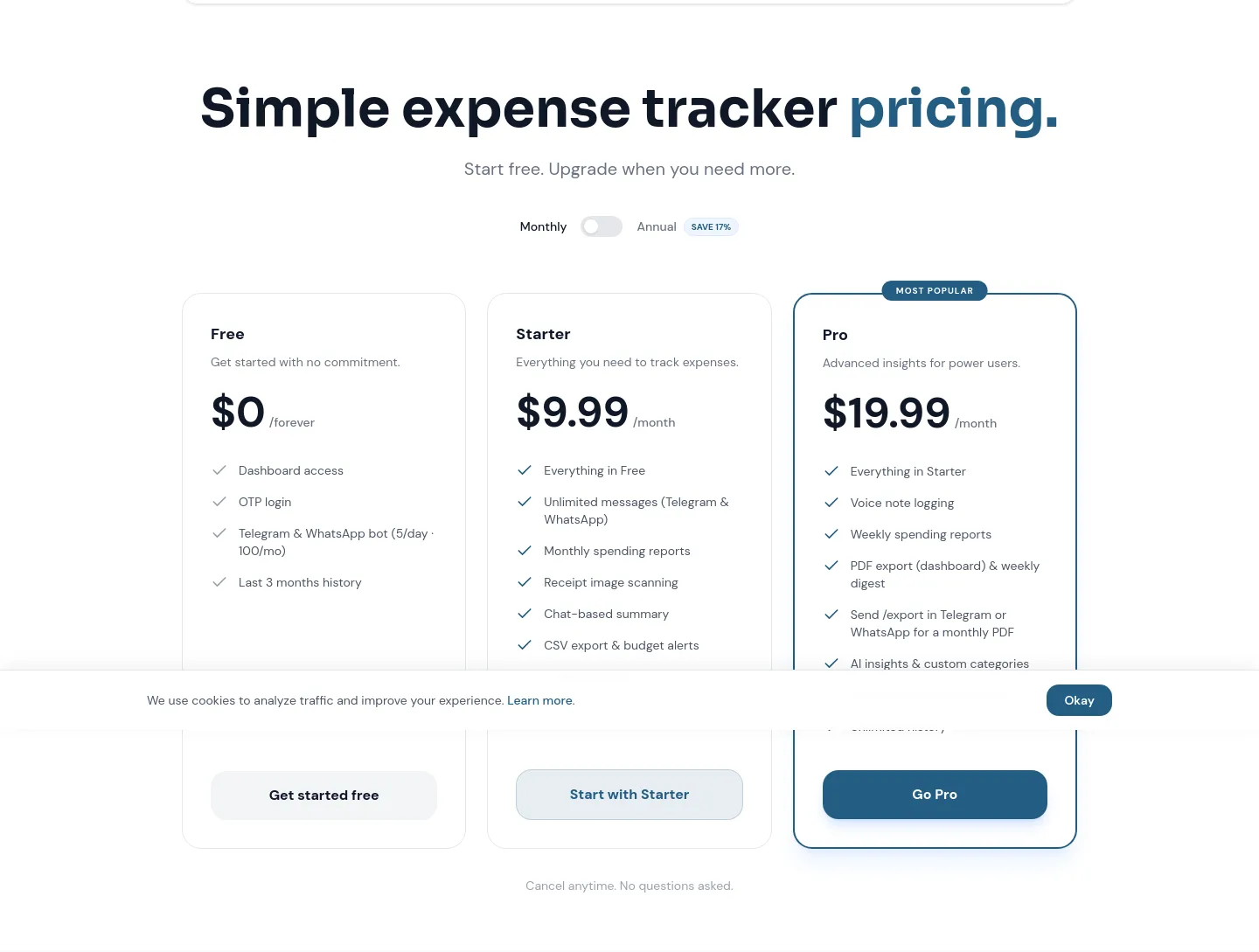 tallymsg.app Hero section