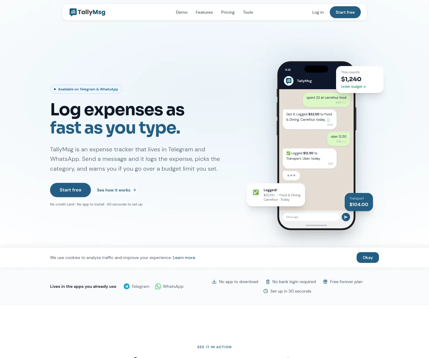 tallymsg.app — Hero