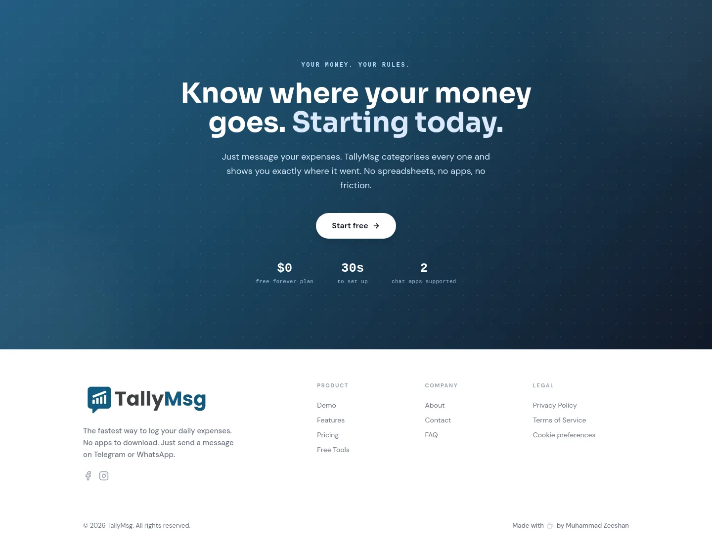 tallymsg.app — Features