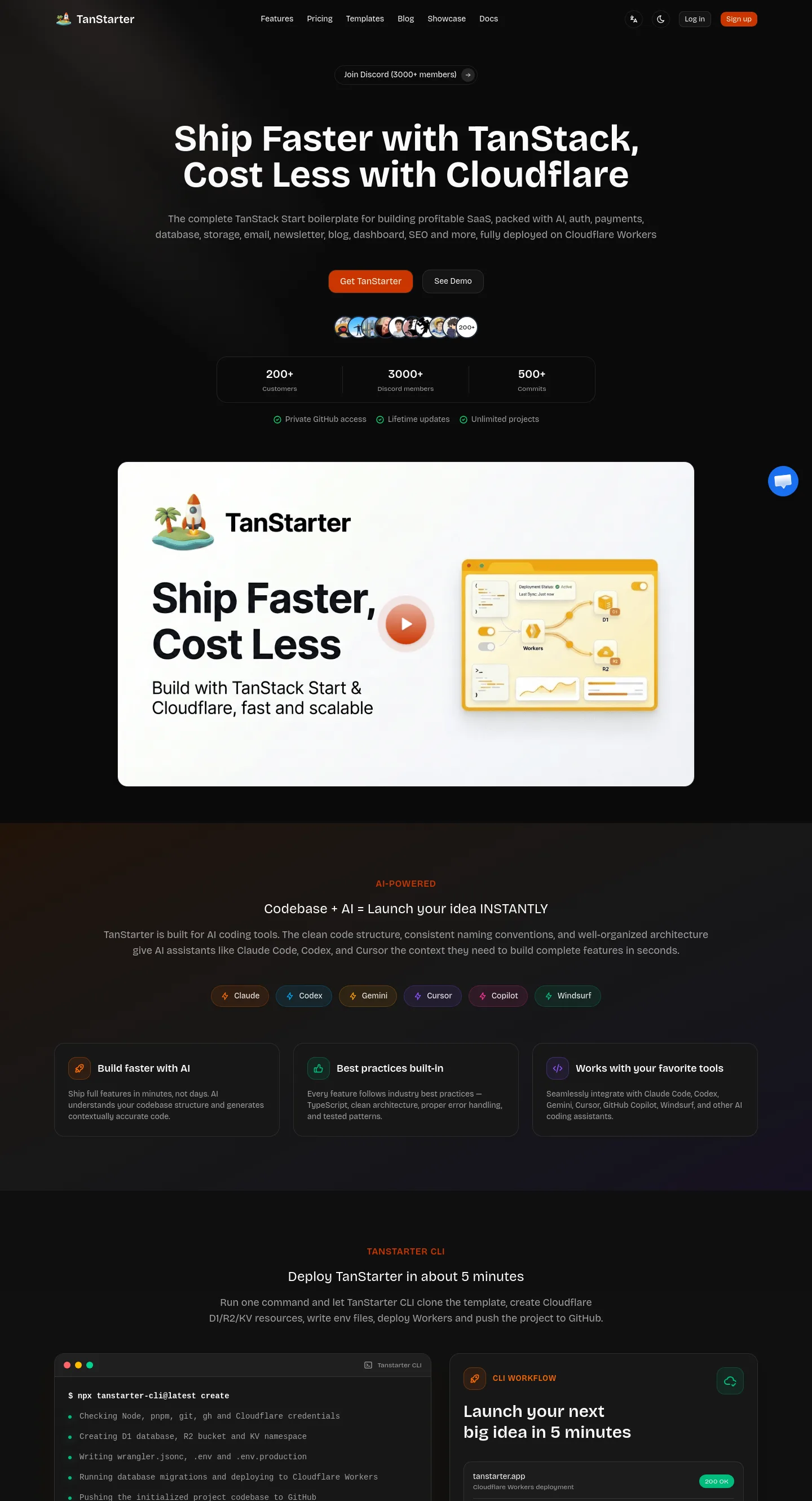 tanstarter.dev — a measured funnel