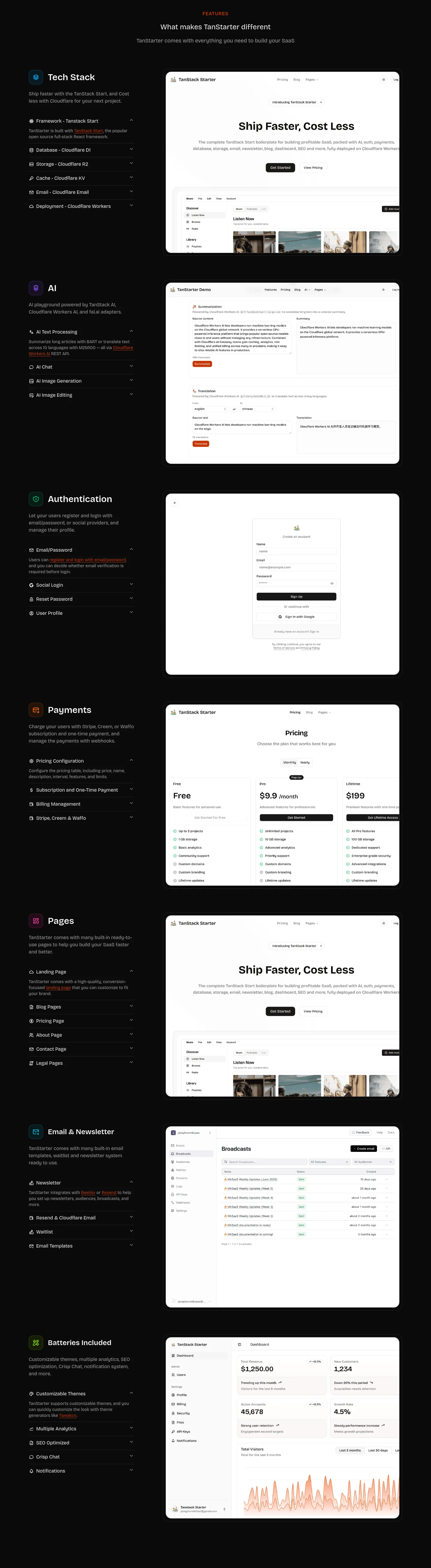 tanstarter.dev — Features