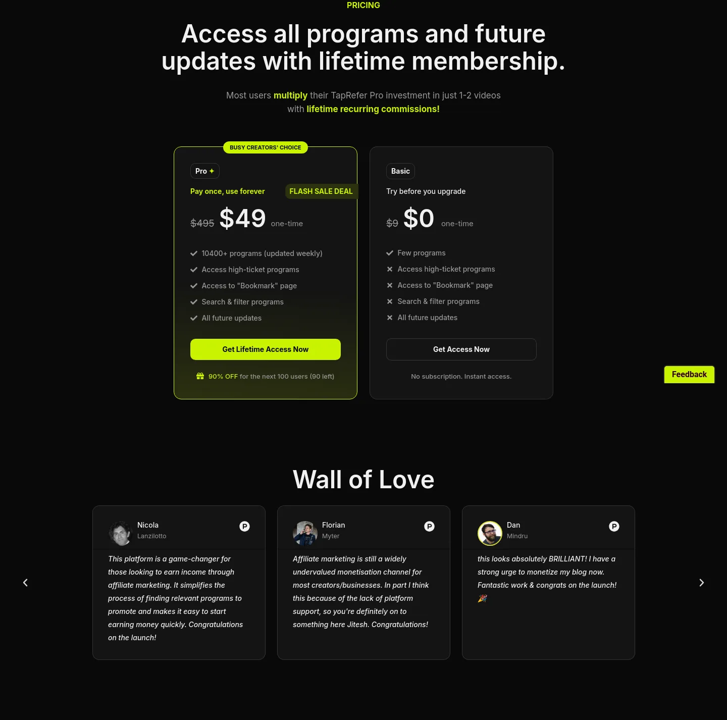 taprefer.com Hero section