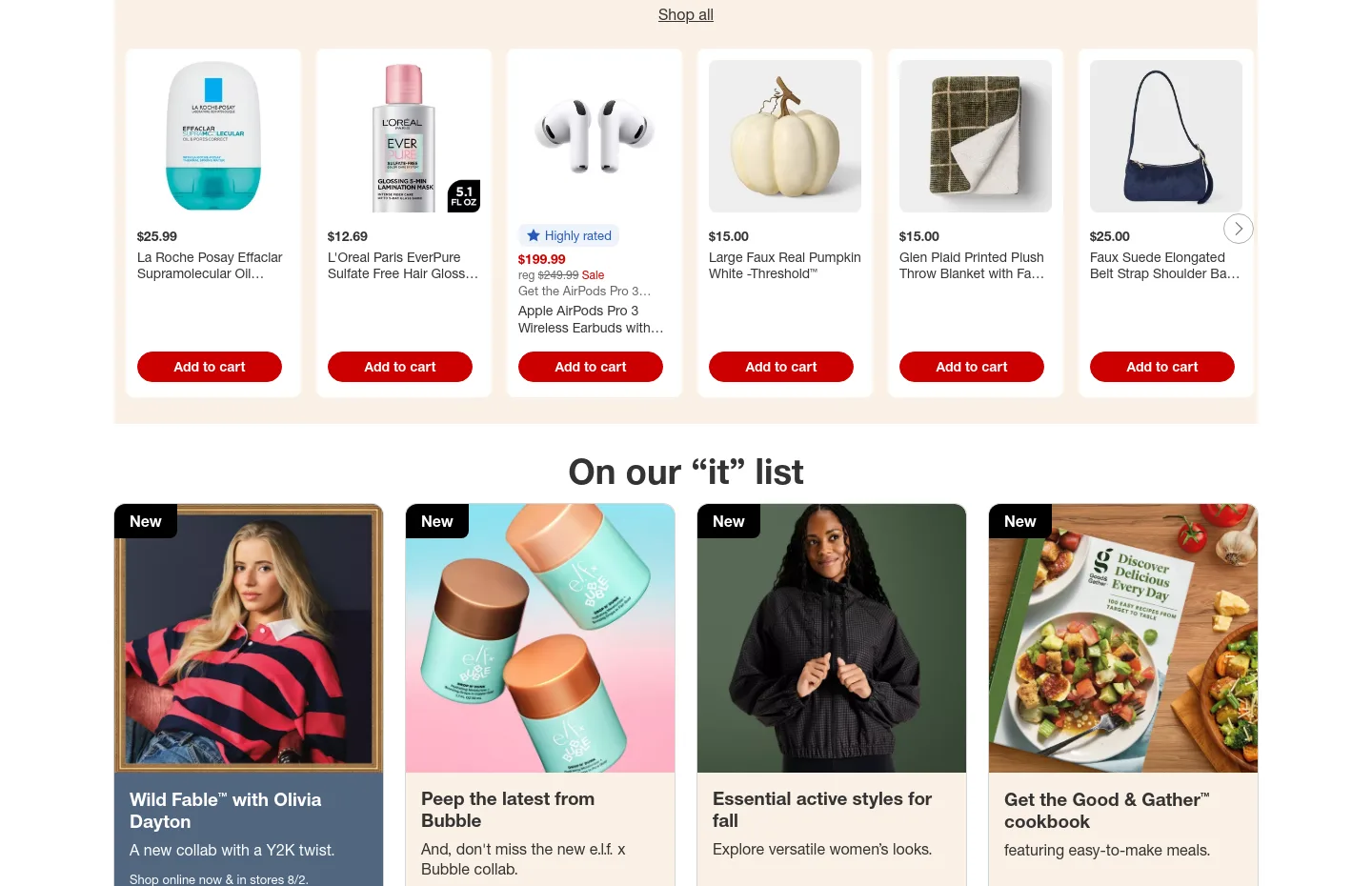 target.com Pricing section