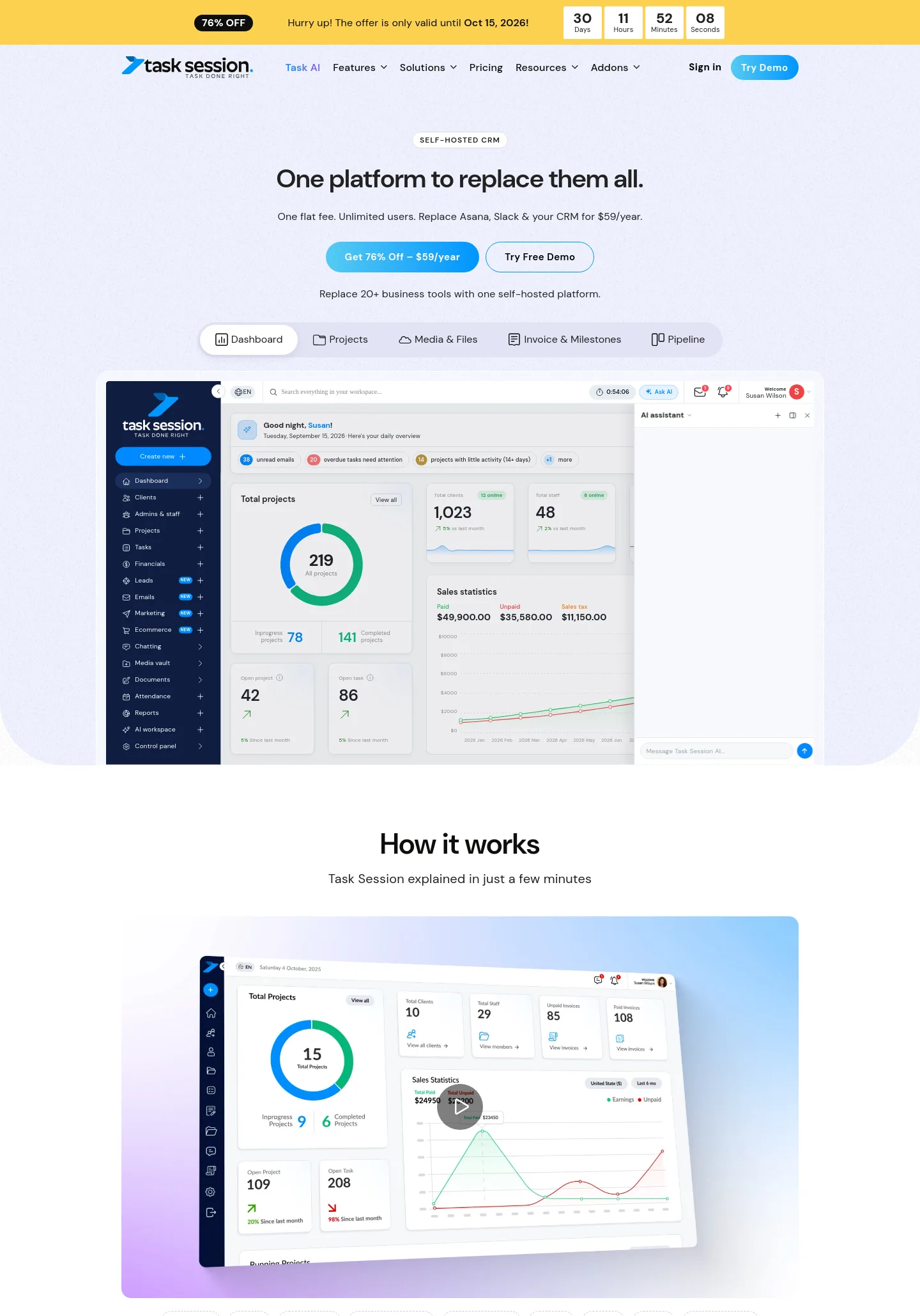 tasksession.com — a measured funnel