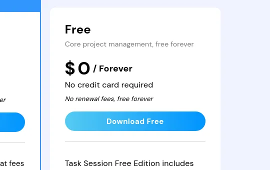 No credit card element from tasksession.com