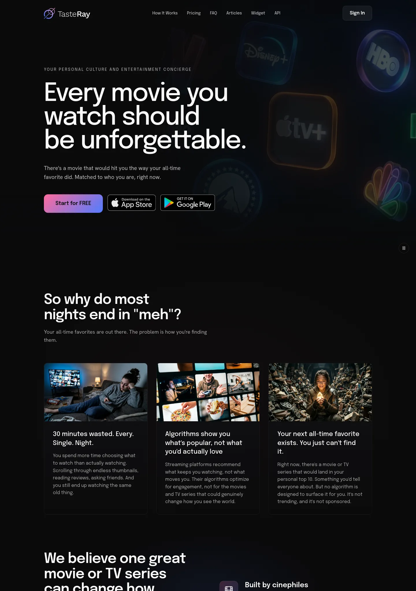 tasteray.com — a measured funnel