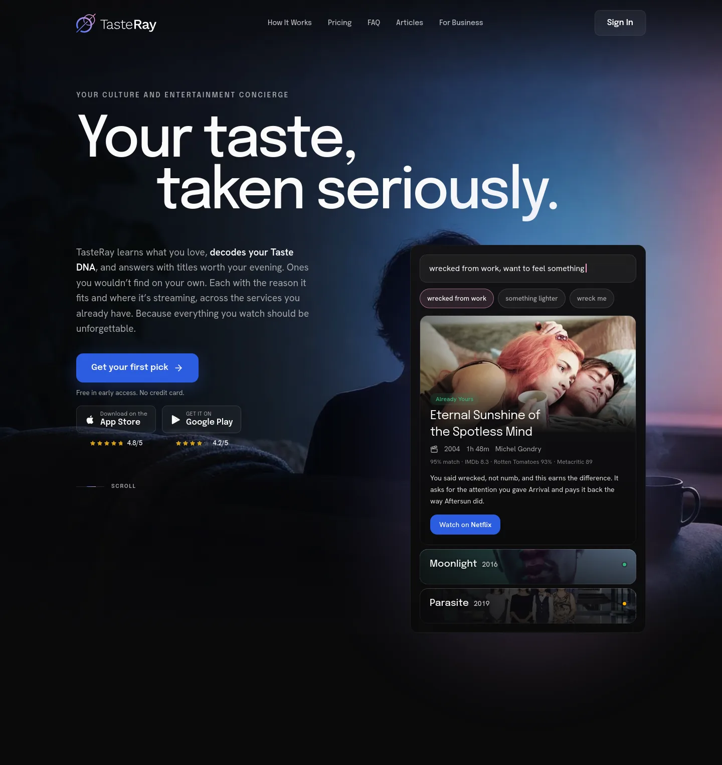 tasteray.com — Hero