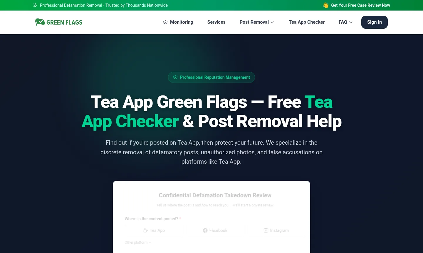 teaappgreenflags.com — a measured funnel
