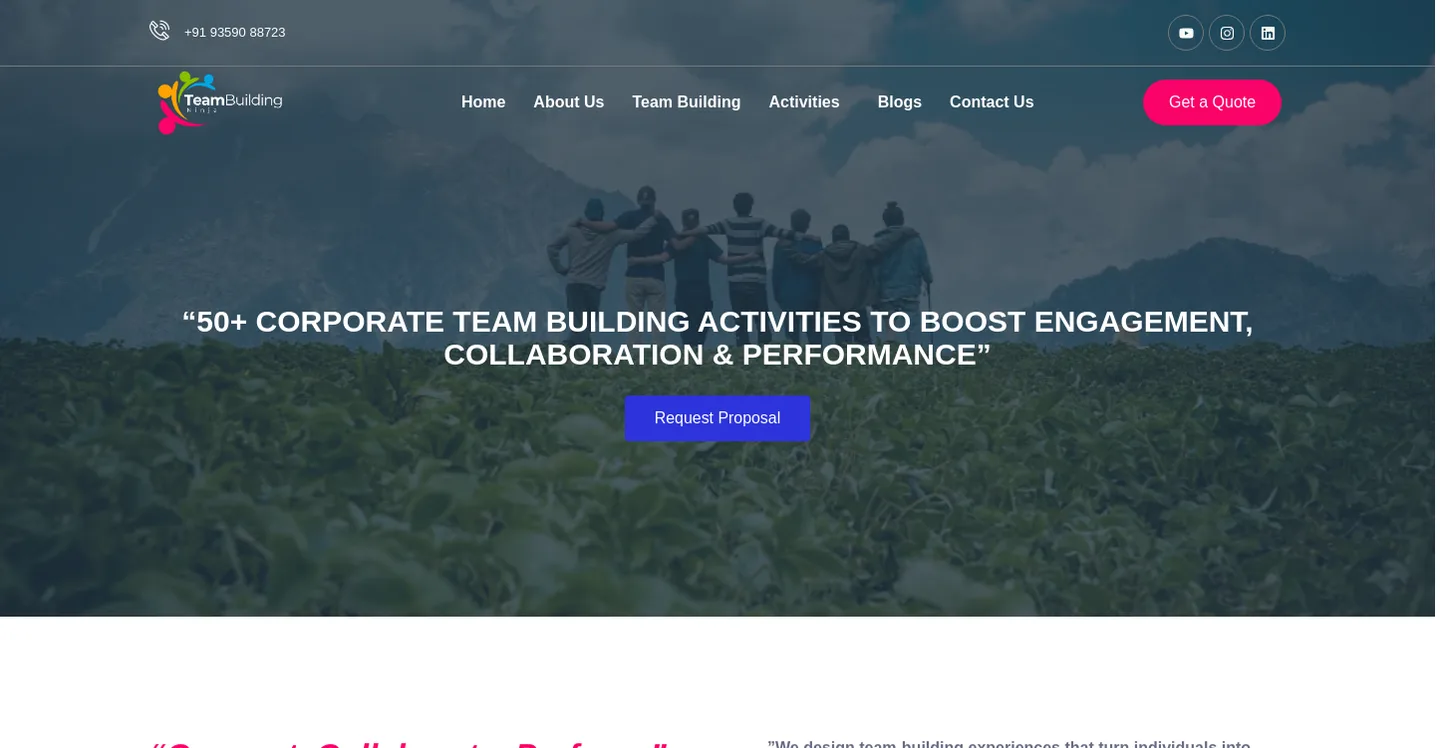 teambuildingninja.com Hero section