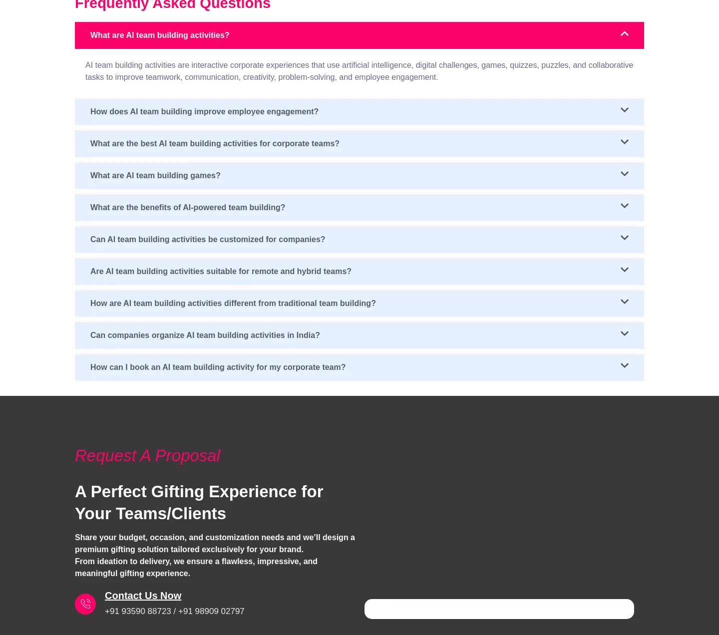 teambuildingninja.com — a real FAQ section