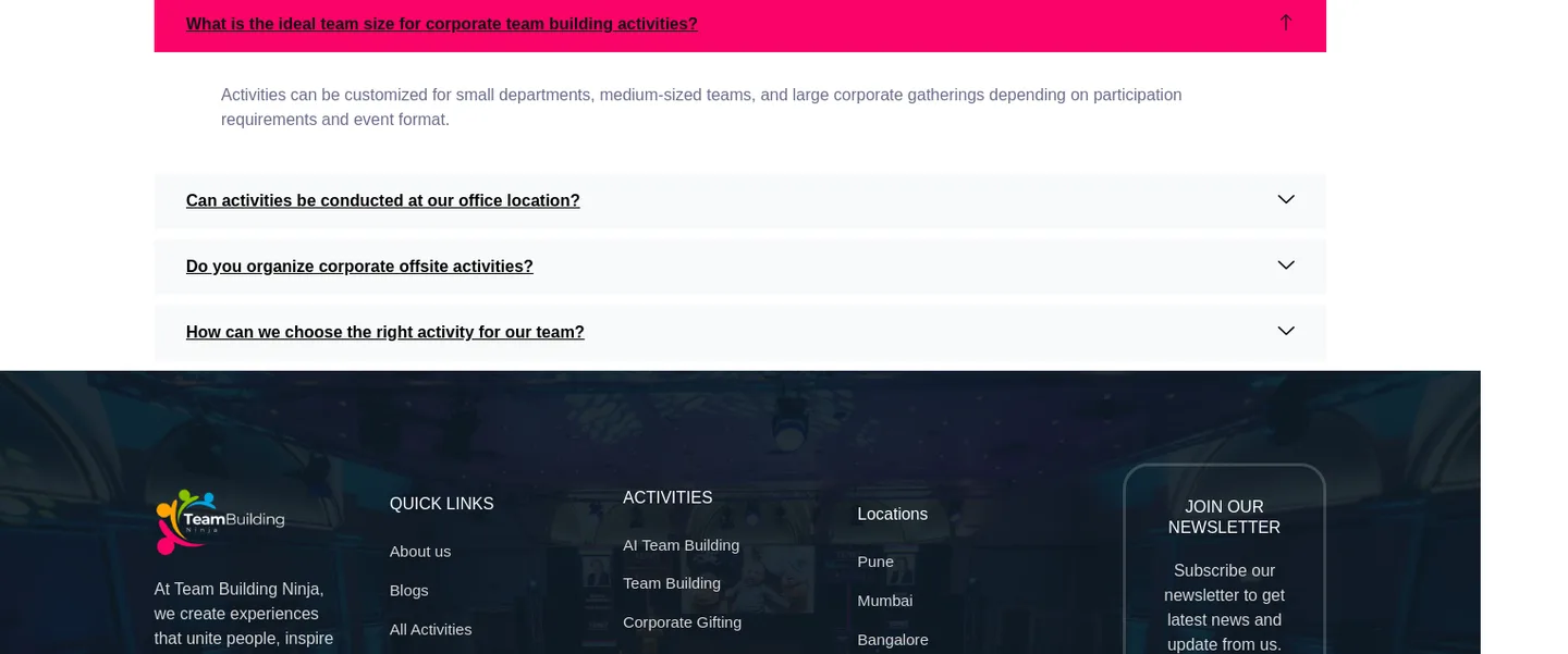 teambuildingninja.com — FAQ