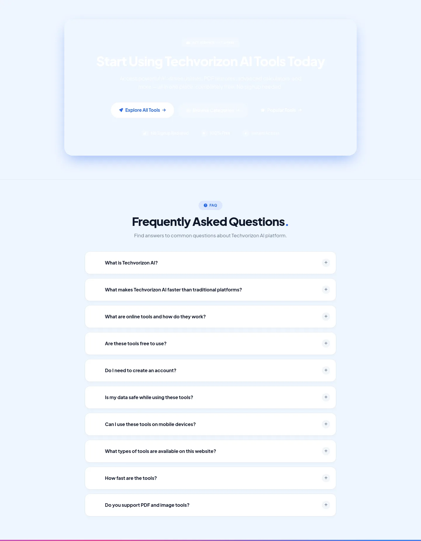 techvorizonai.com — a real FAQ section