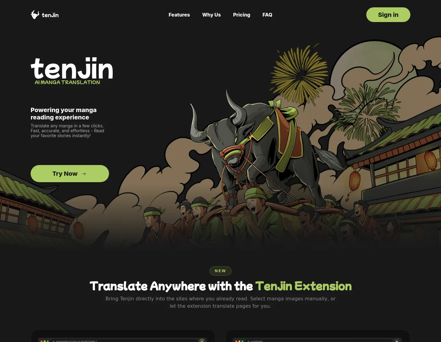 tenjin.art — a measured funnel