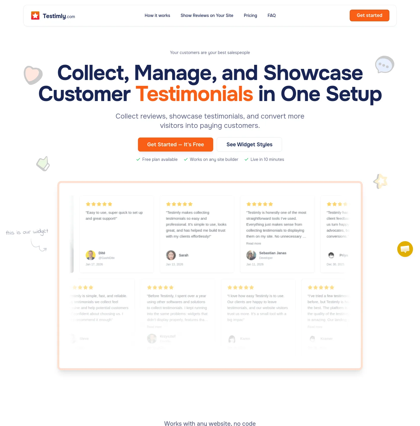 testimly.com — a measured funnel