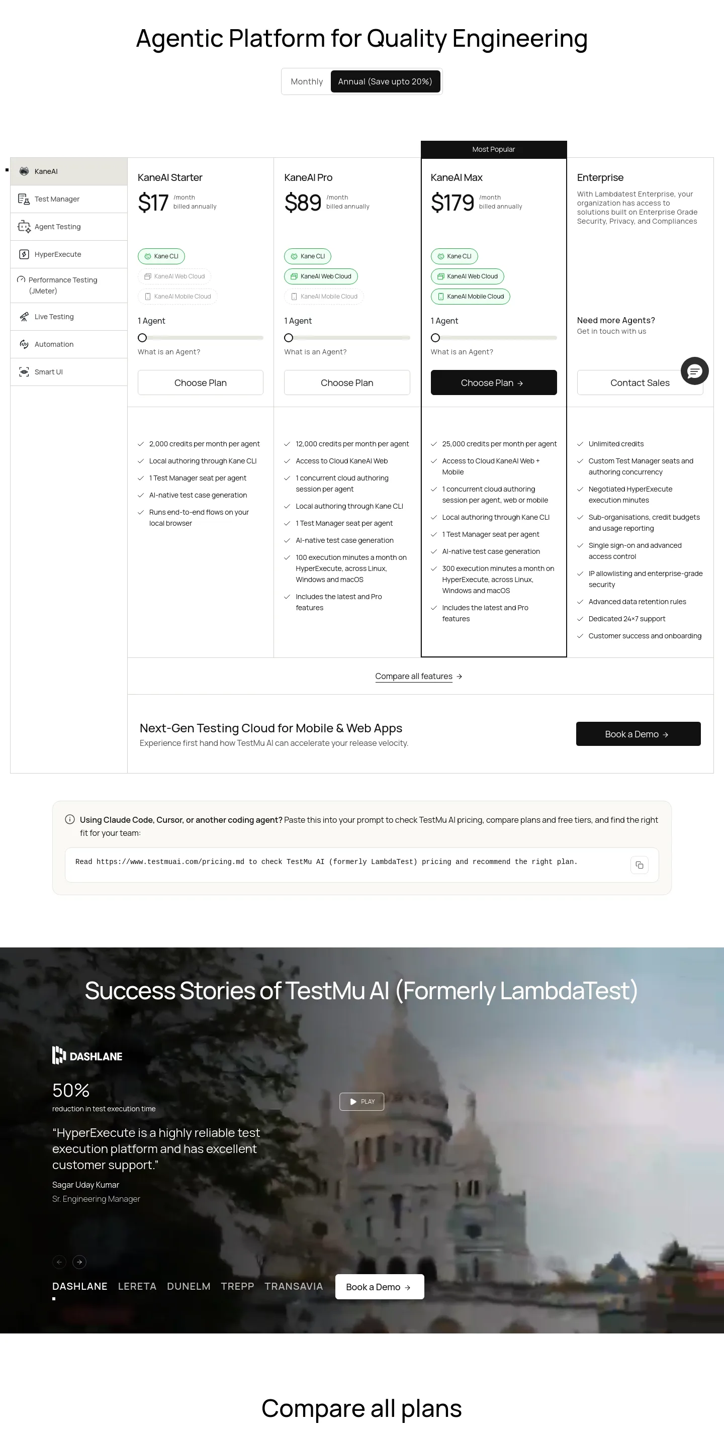 testmuai.com Hero section