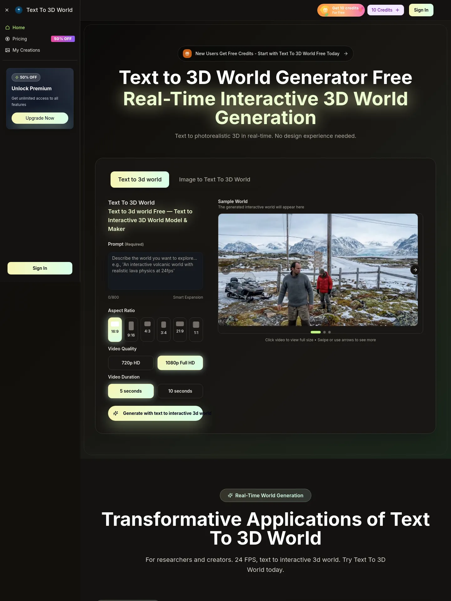 textto3dworld.org — a measured funnel