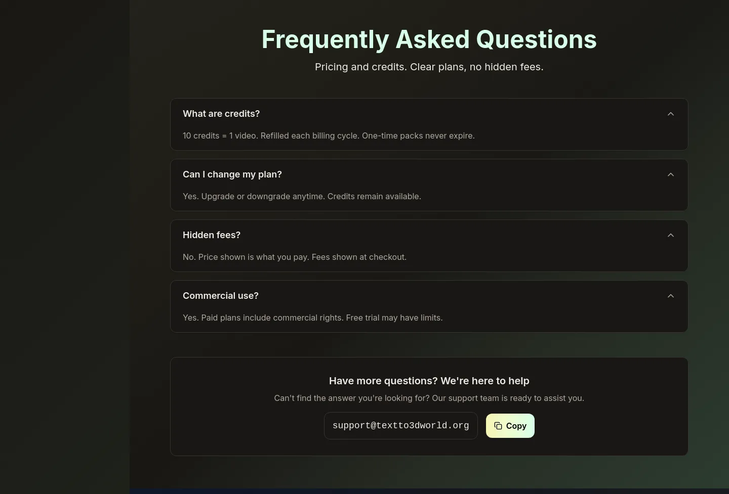 textto3dworld.org FAQ section