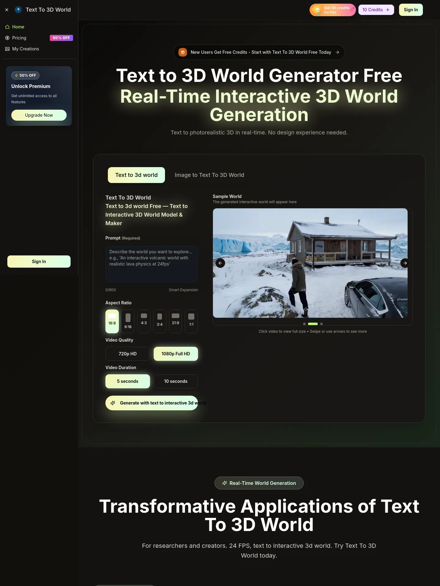 textto3dworld.org — a measured funnel
