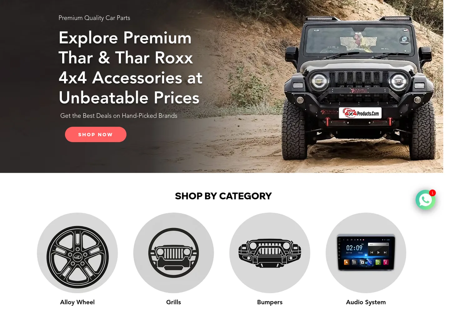 thar4x4products.com Hero section