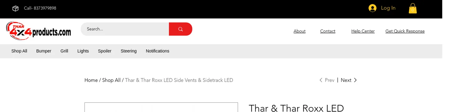 thar4x4products.com Hero section