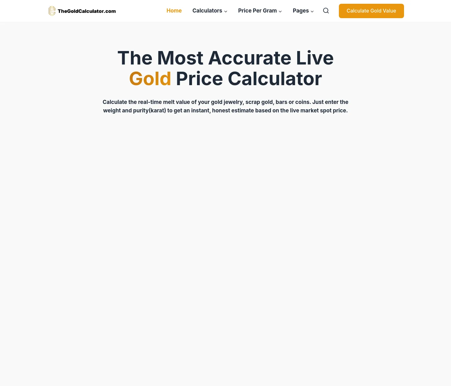 thegoldcalculator.com — a measured funnel