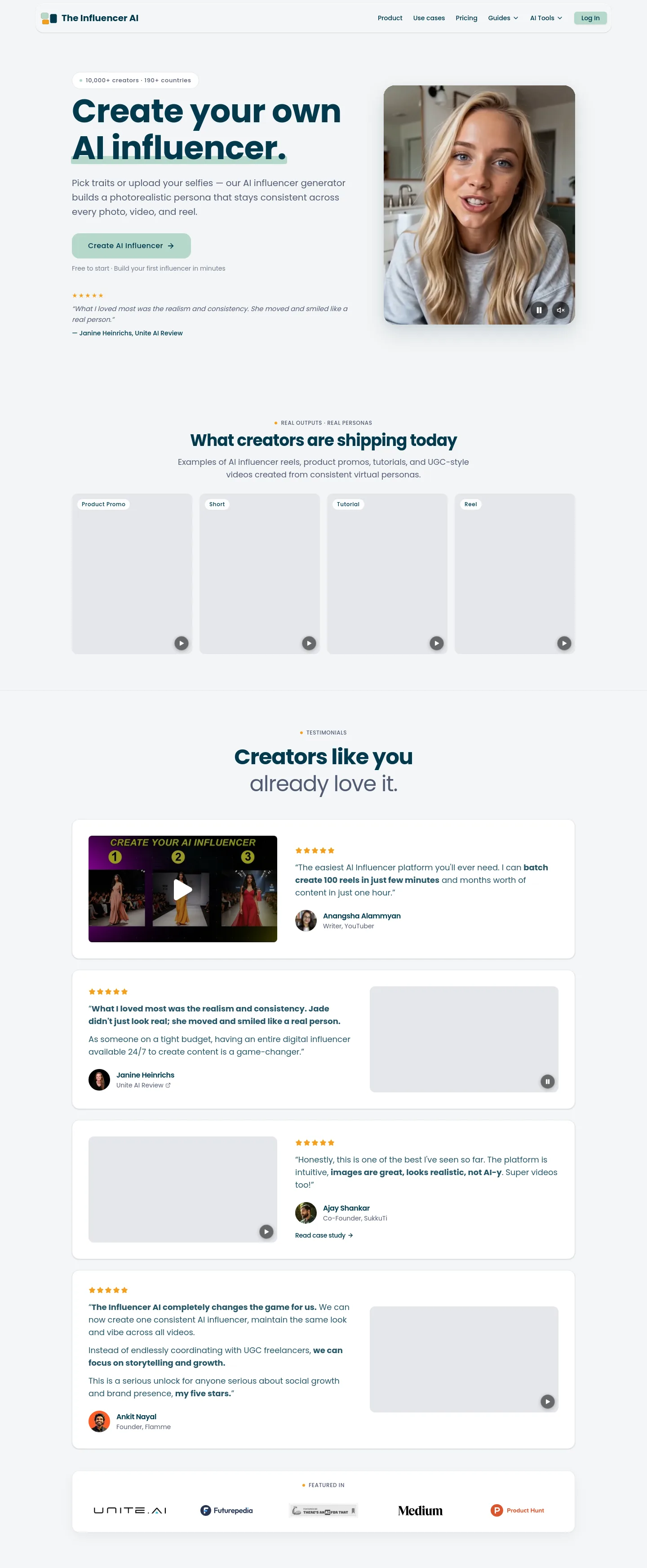 theinfluencer.ai — a measured funnel
