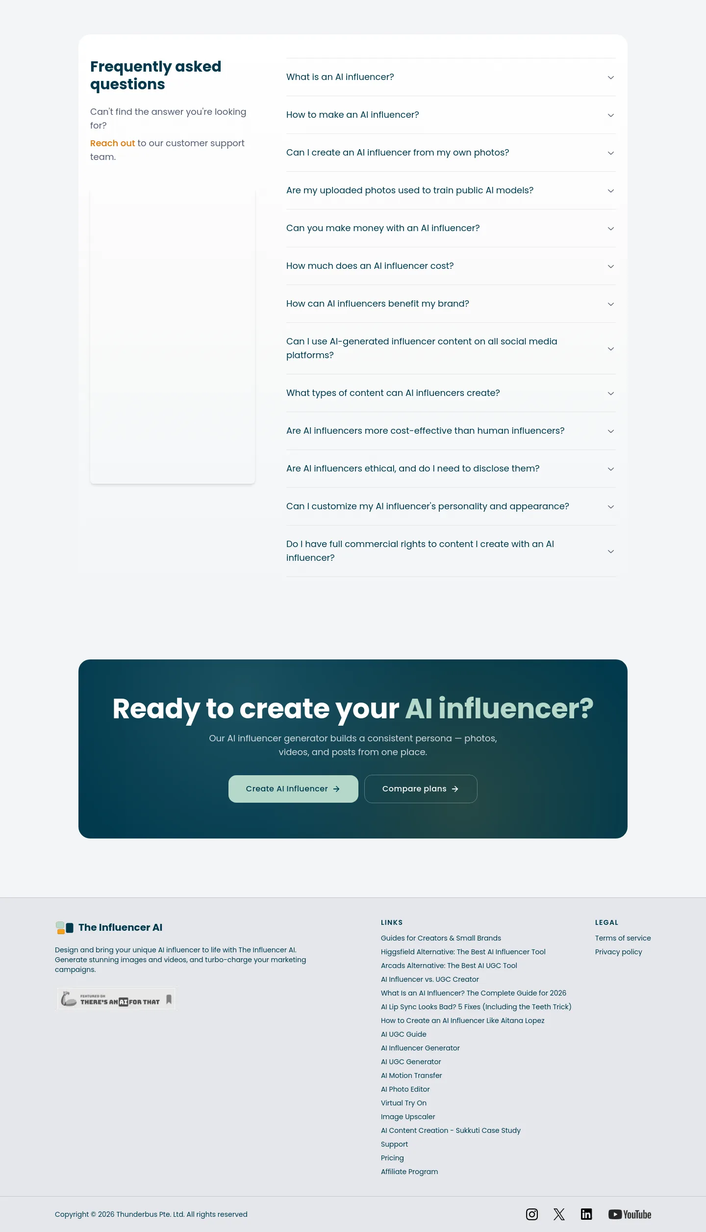 theinfluencer.ai FAQ section