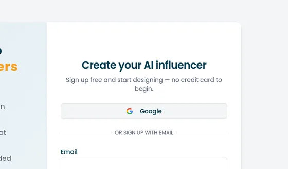 No credit card element from theinfluencer.ai