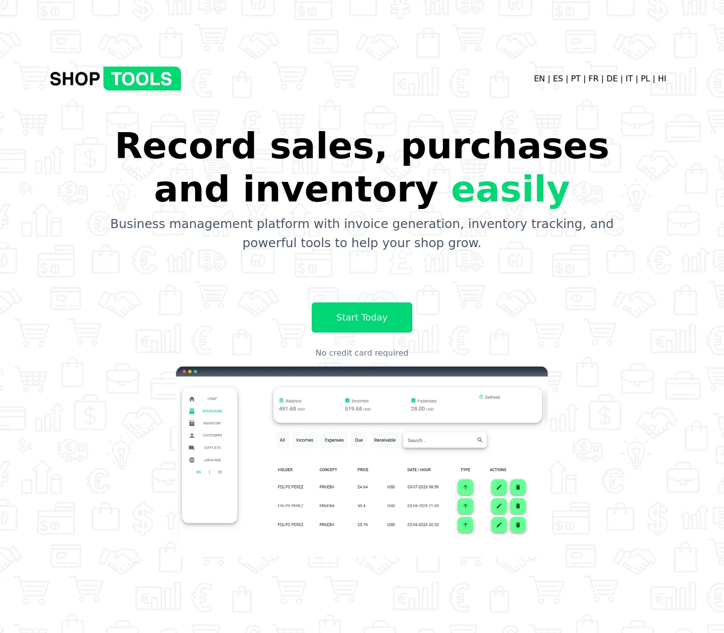 theshoptools.com Hero section
