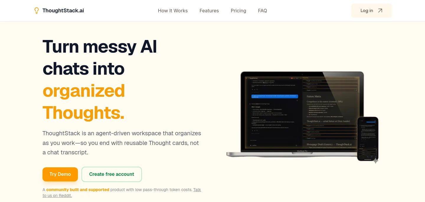 thoughtstack.ai — a measured funnel