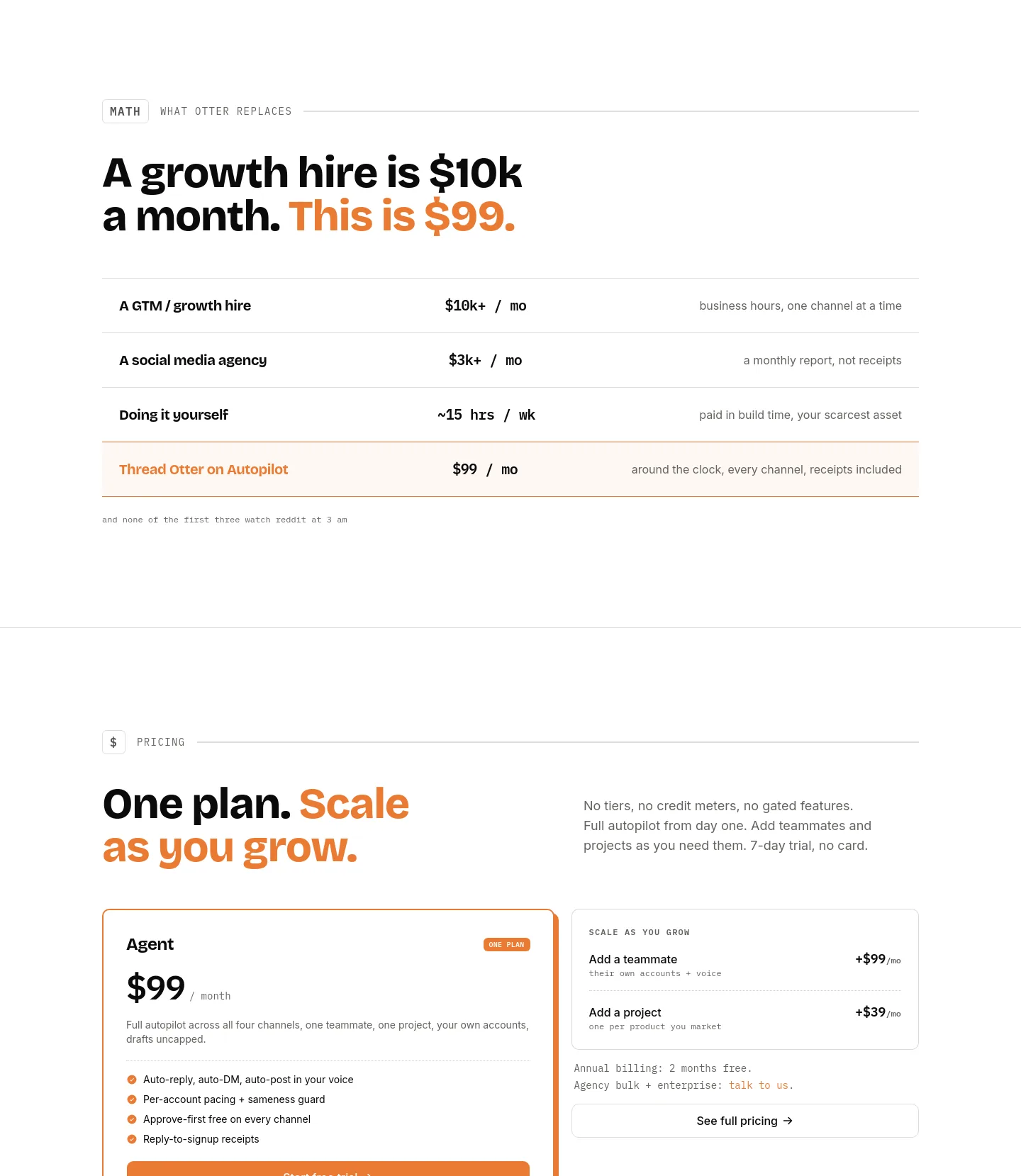 threadotter.com — a real Pricing section