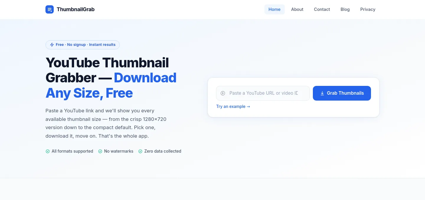 thumbnailgrab.site — a measured funnel