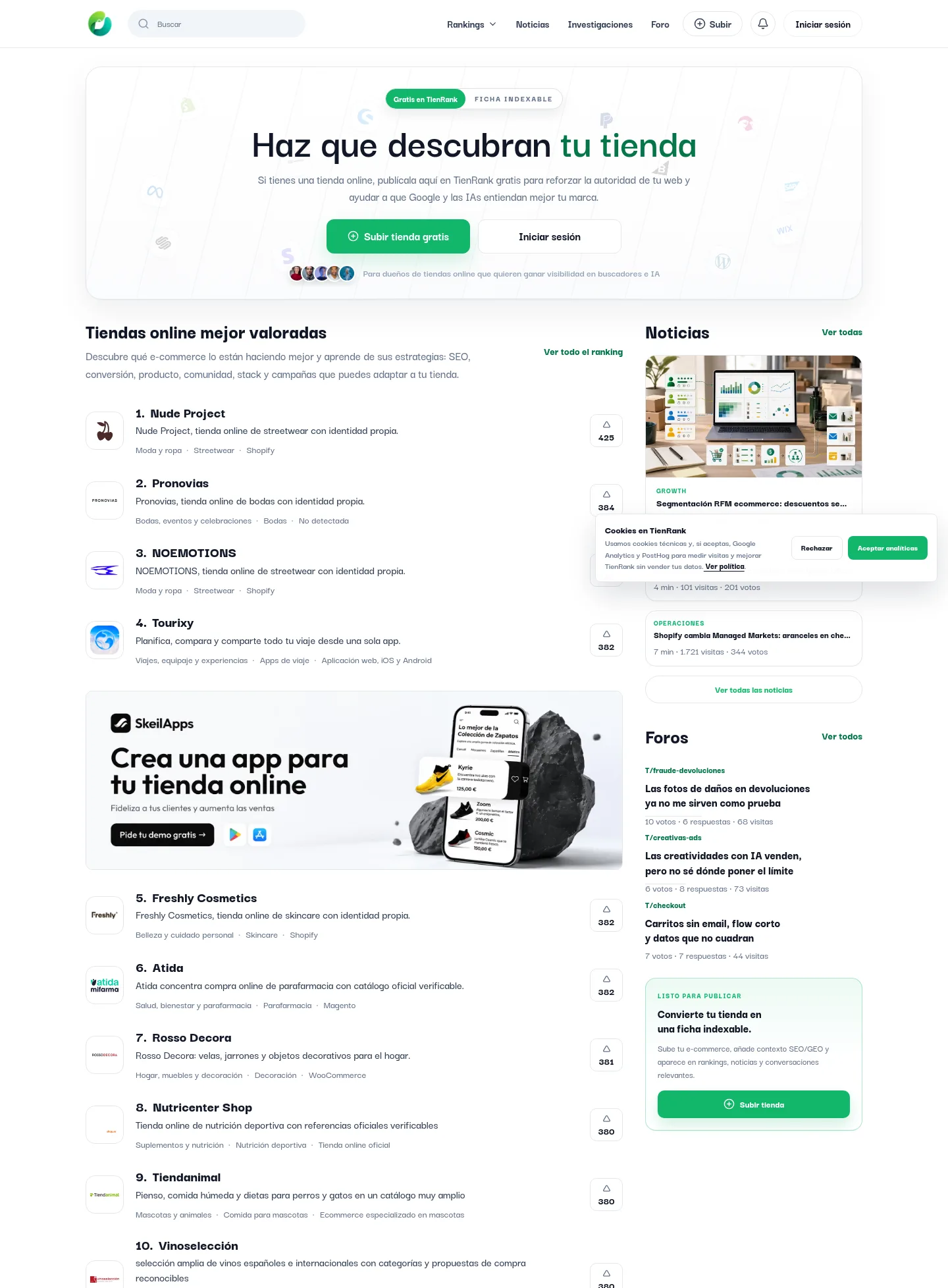 tienrank.com — a measured funnel