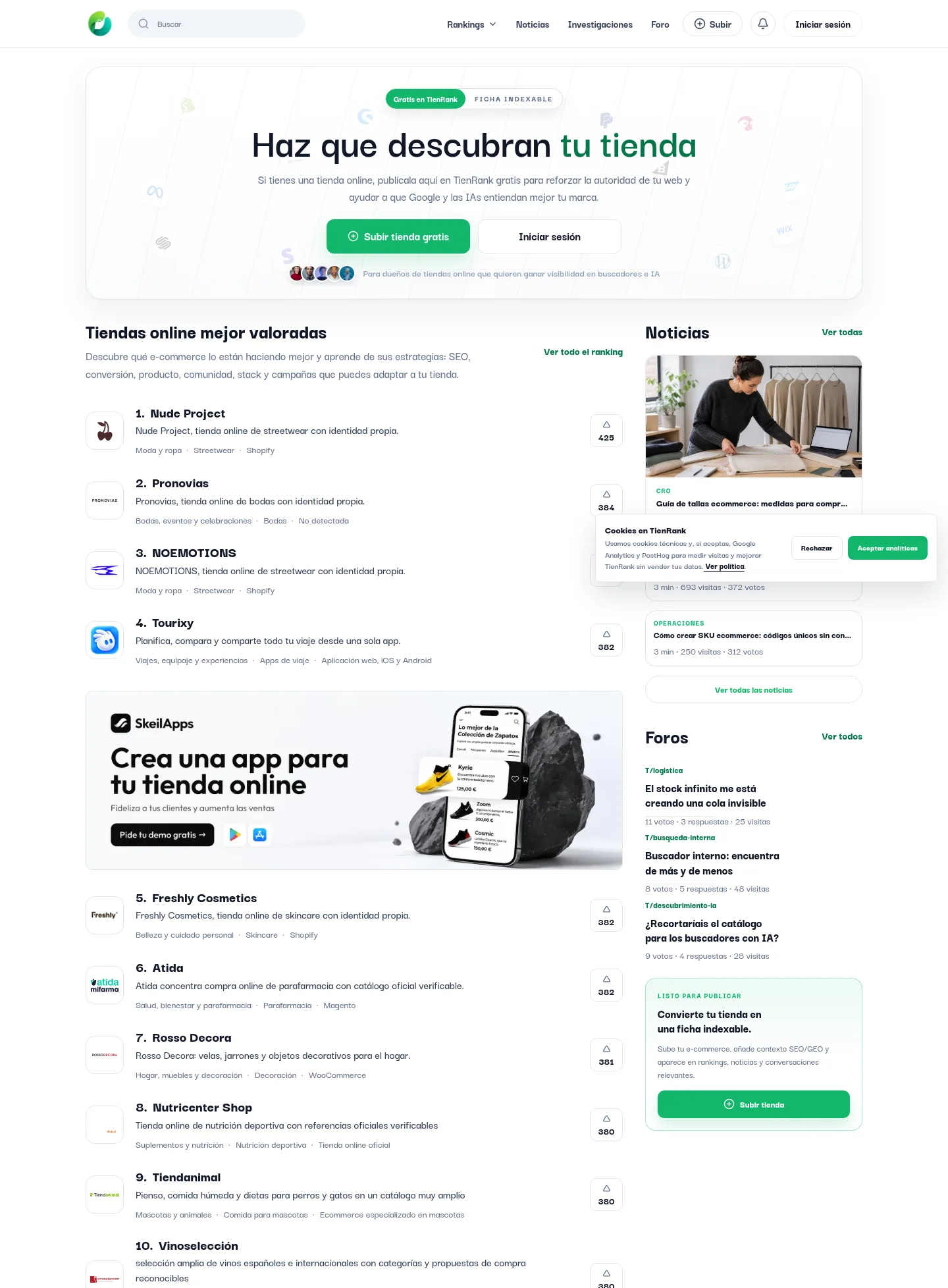 tienrank.com — a measured funnel
