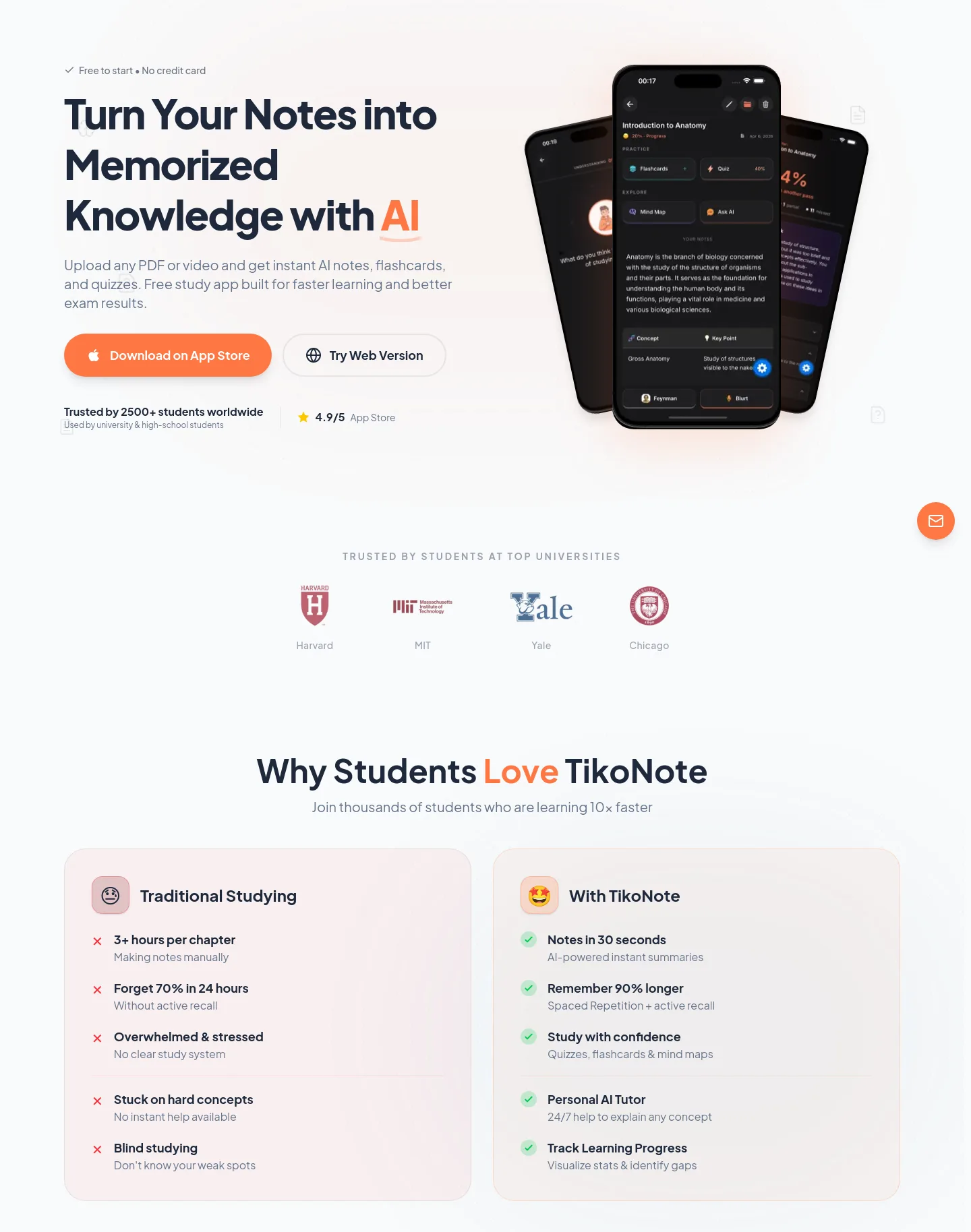 tikonote.app Hero section