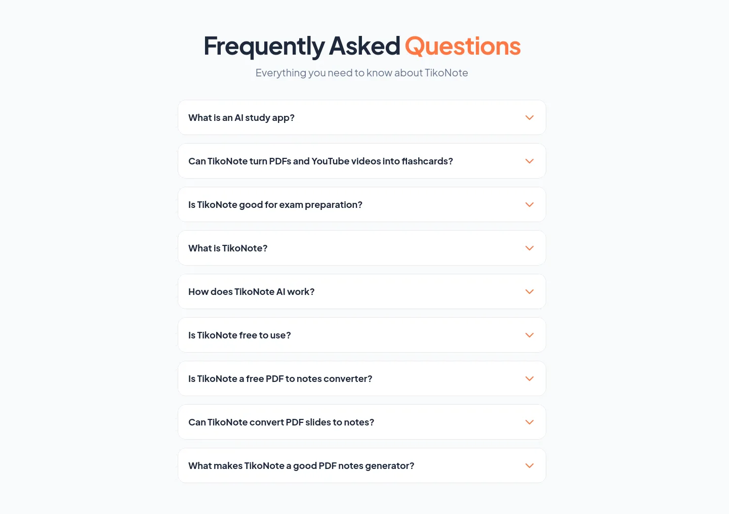 tikonote.app — a real FAQ section