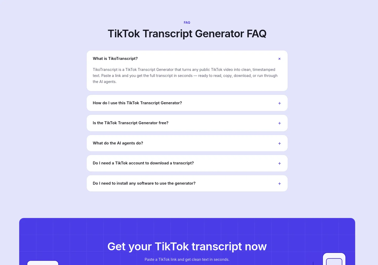 tikotranscript.com — FAQ