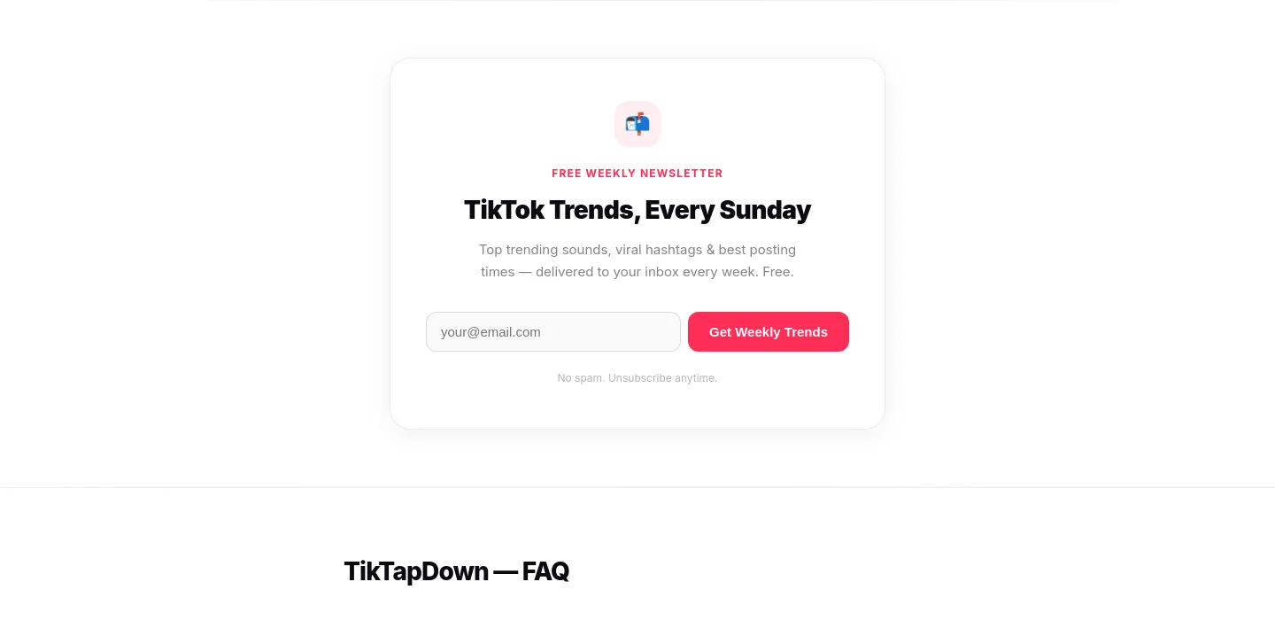 tiktapdown.com — Email Capture