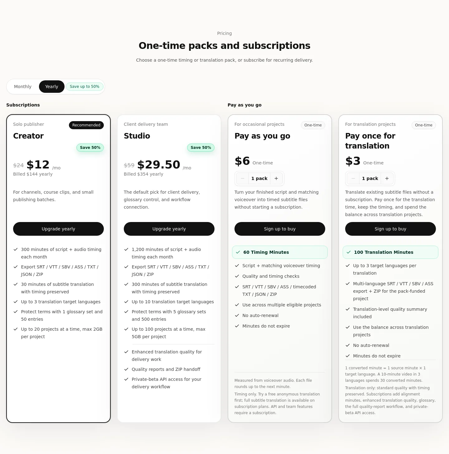 timedsubs.com — Pricing