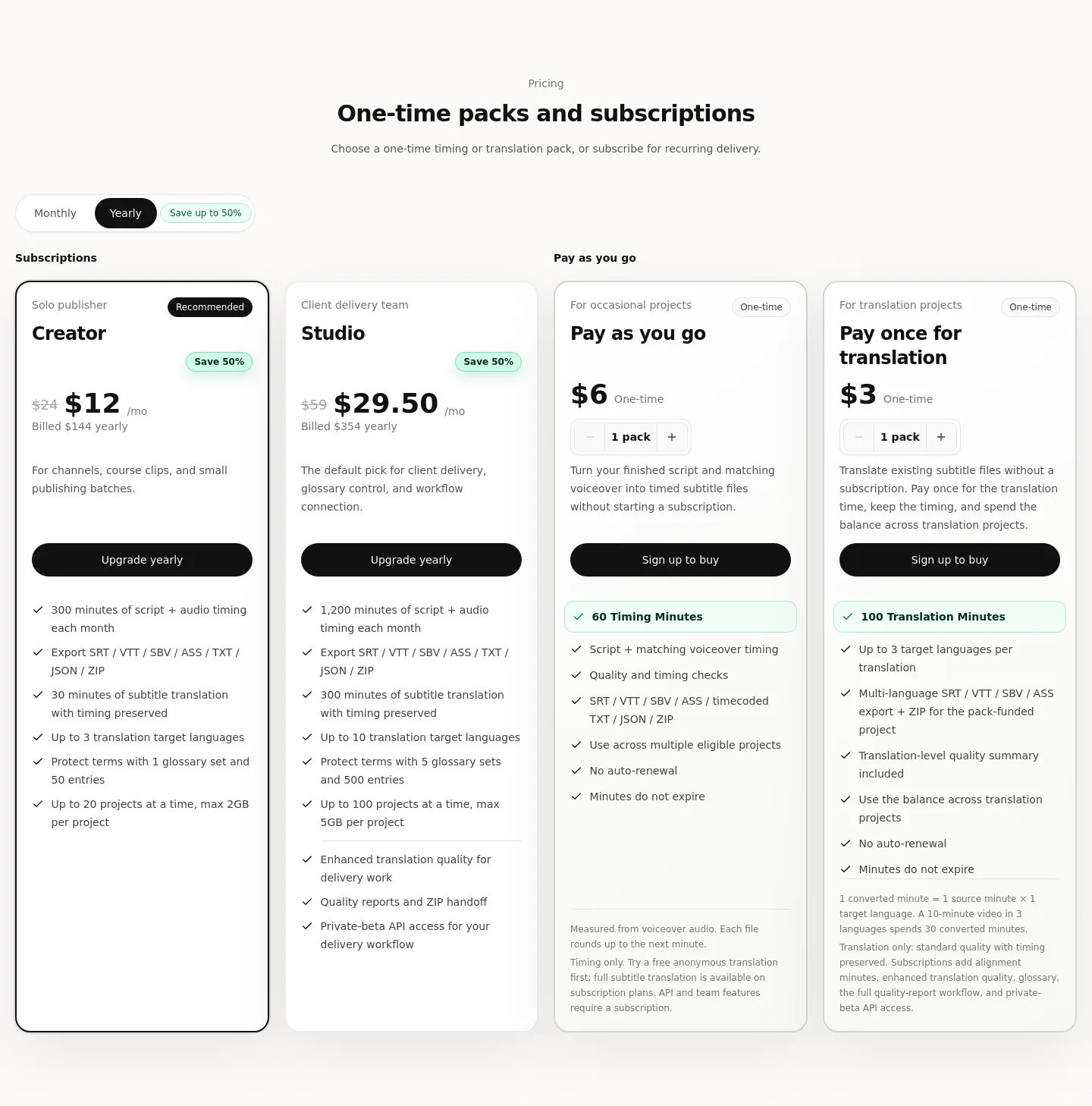 timedsubs.com — Pricing