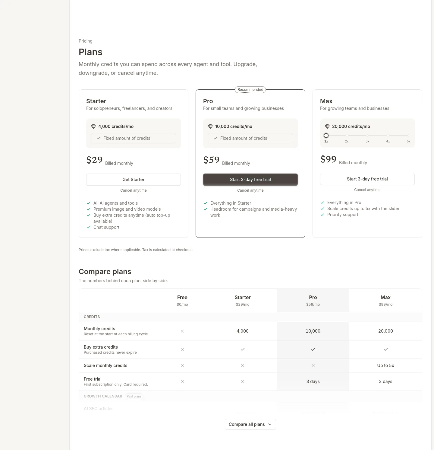 timothe.ai — a real Pricing section