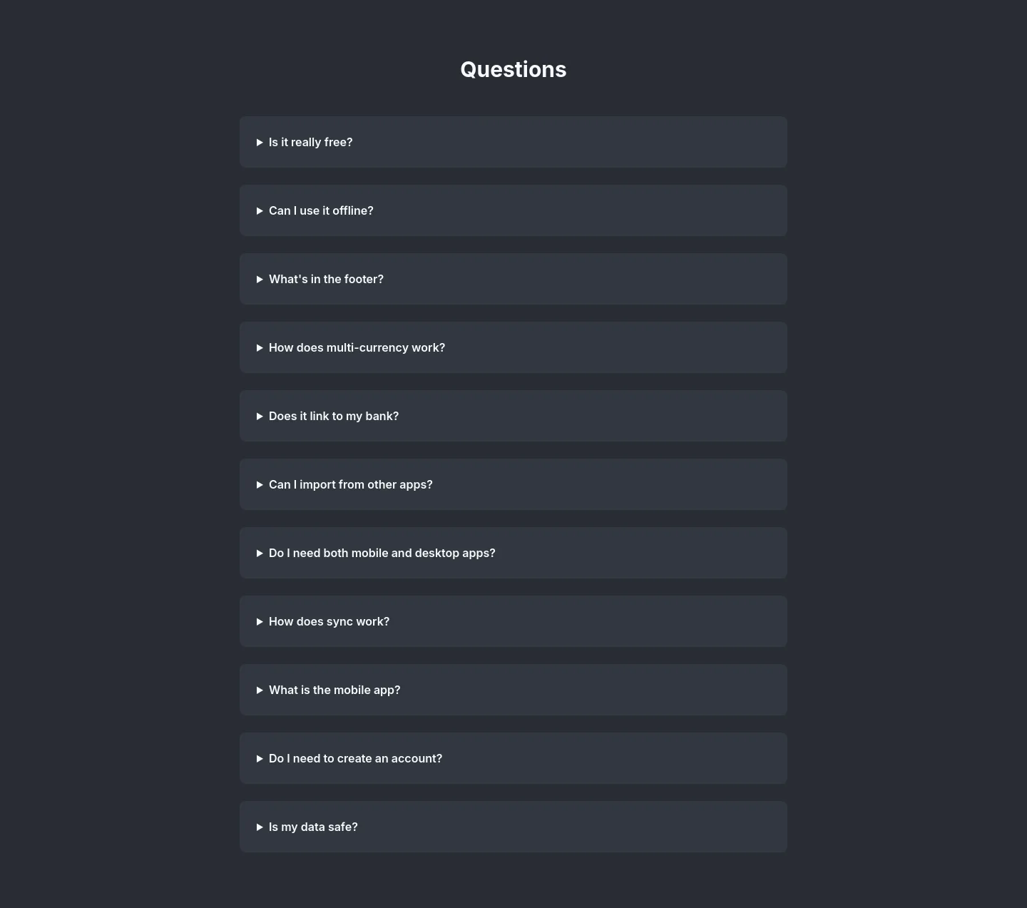tinycashflow.com FAQ section