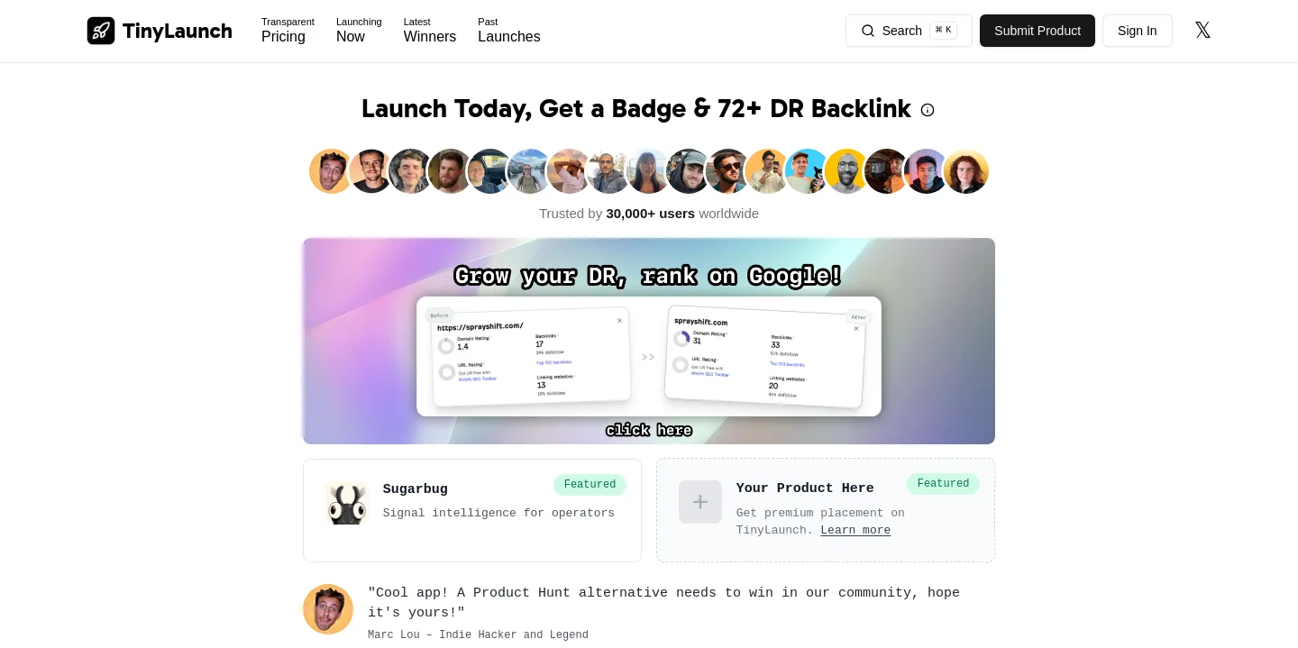 tinylaun.ch — a measured funnel