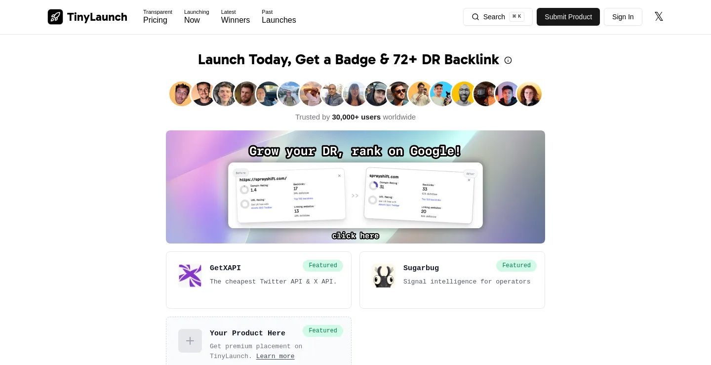 tinylaunch.com — a measured funnel