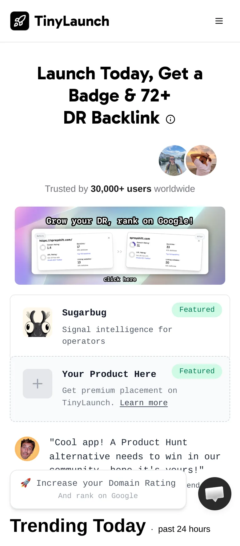 tinylaunch.com — a measured funnel