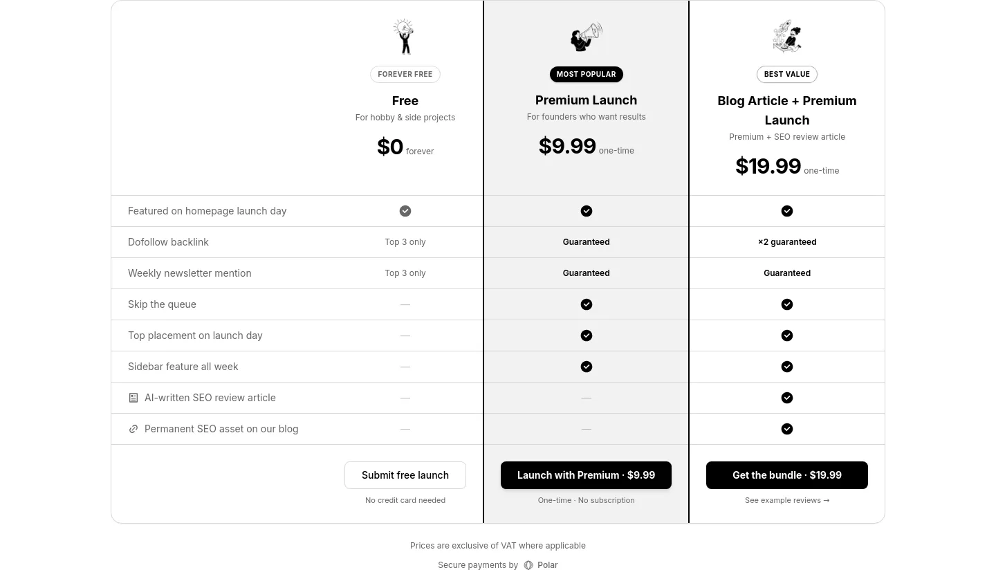 tinylaunchpad.com — Pricing