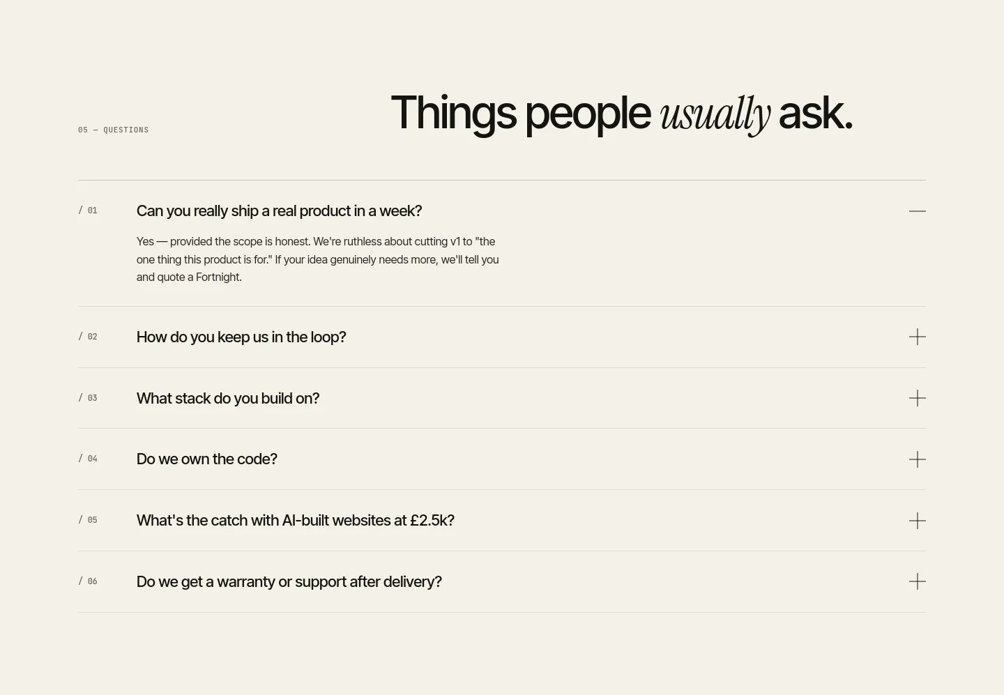 tinystartupstudio.com FAQ section
