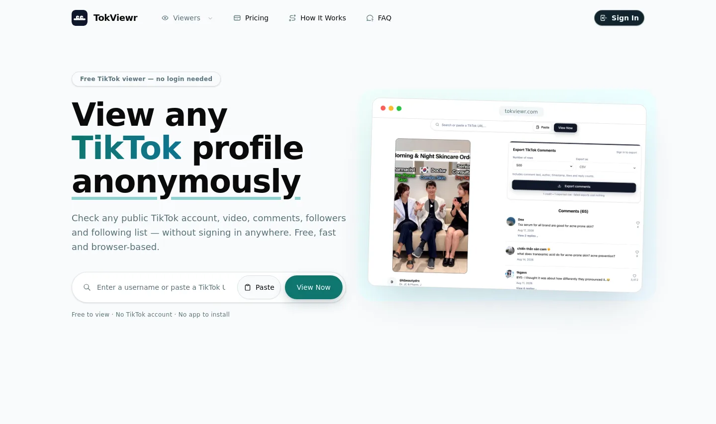 tokviewr.com — Hero