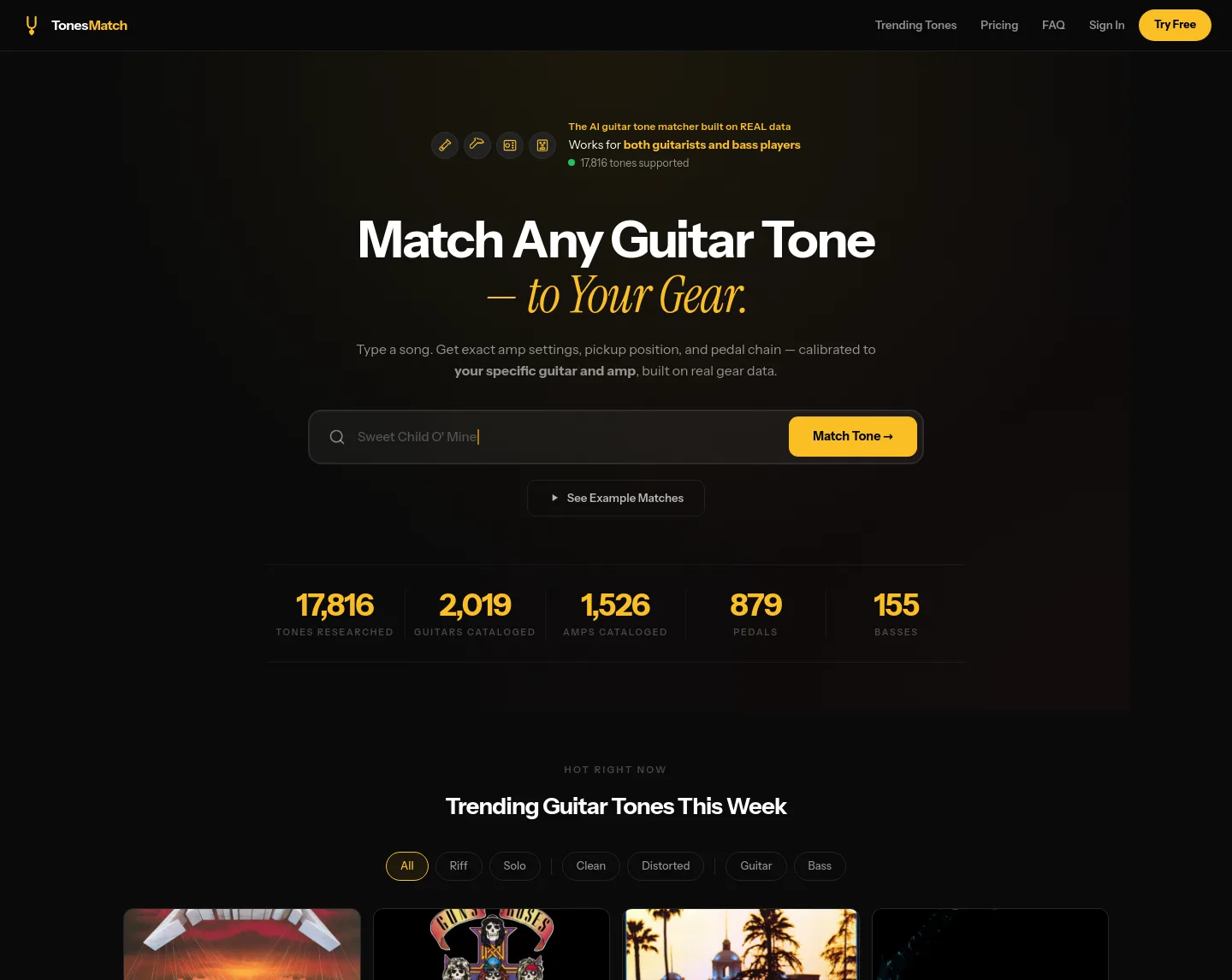tonesmatch.com — a measured funnel